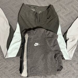 Nike Gray and White Leggings and Nike zip up hoodie